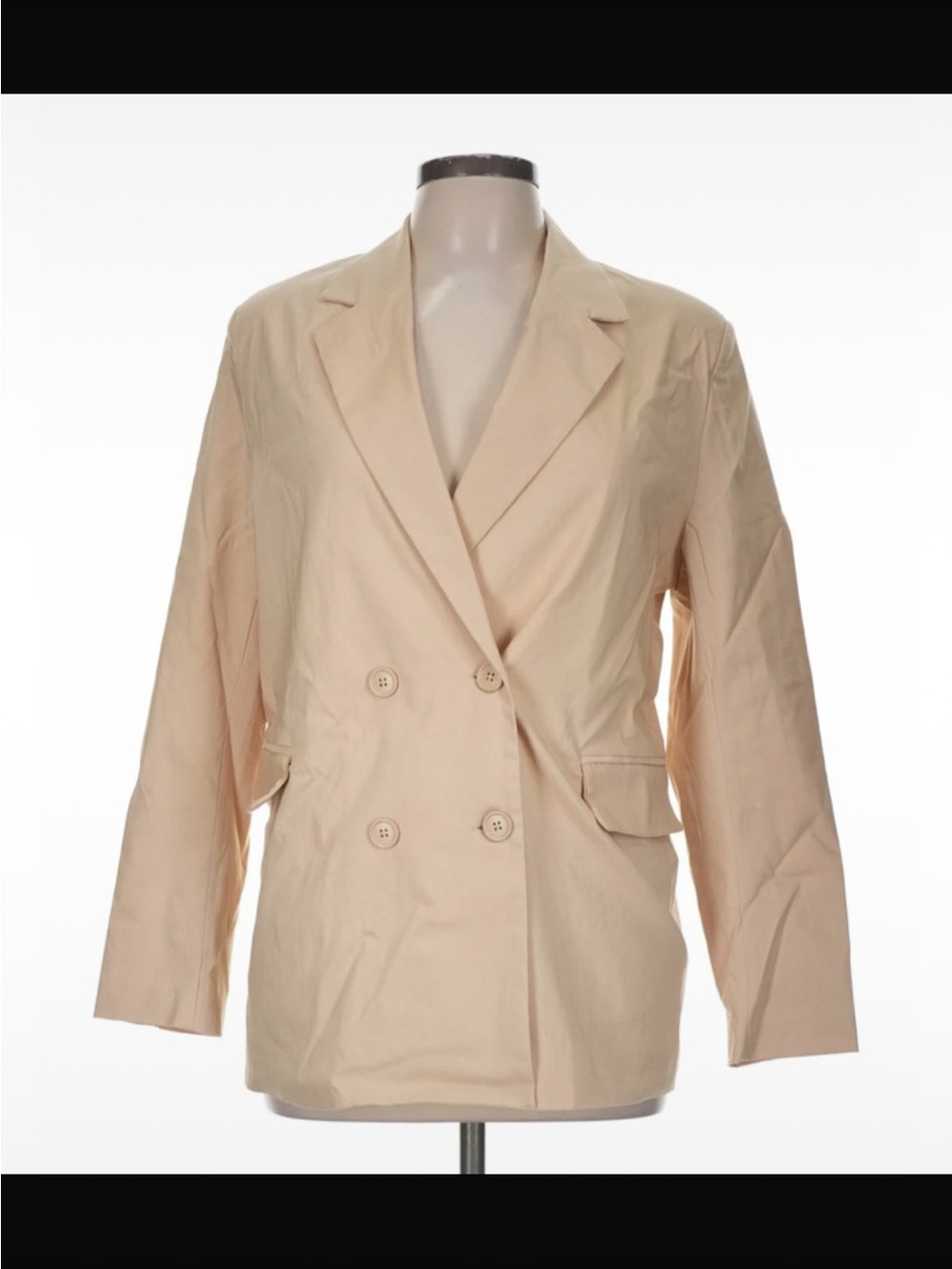 Birch and Stone Women's Double-Breasted Light Beige Blazer Jacket